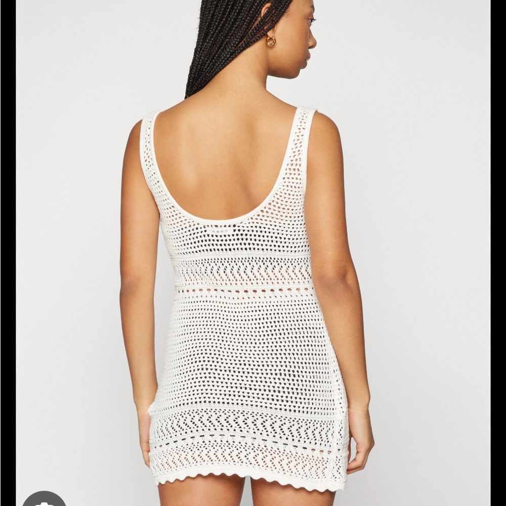 Hollister White Crochet Swim Cover-Up
